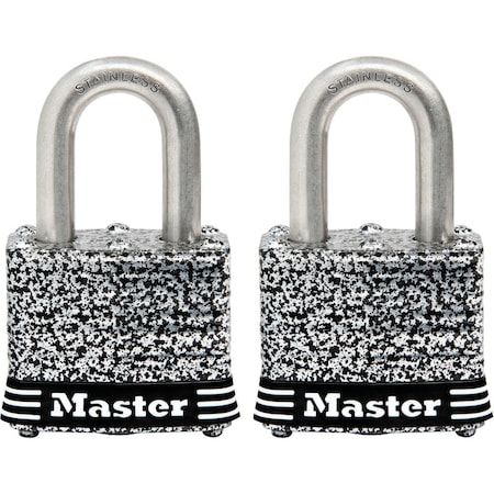 Master Lock 1-9/16 In. W. Weather Coated Laminated Steel Keyed Alike Padlock, 2PK 3SSTHC
